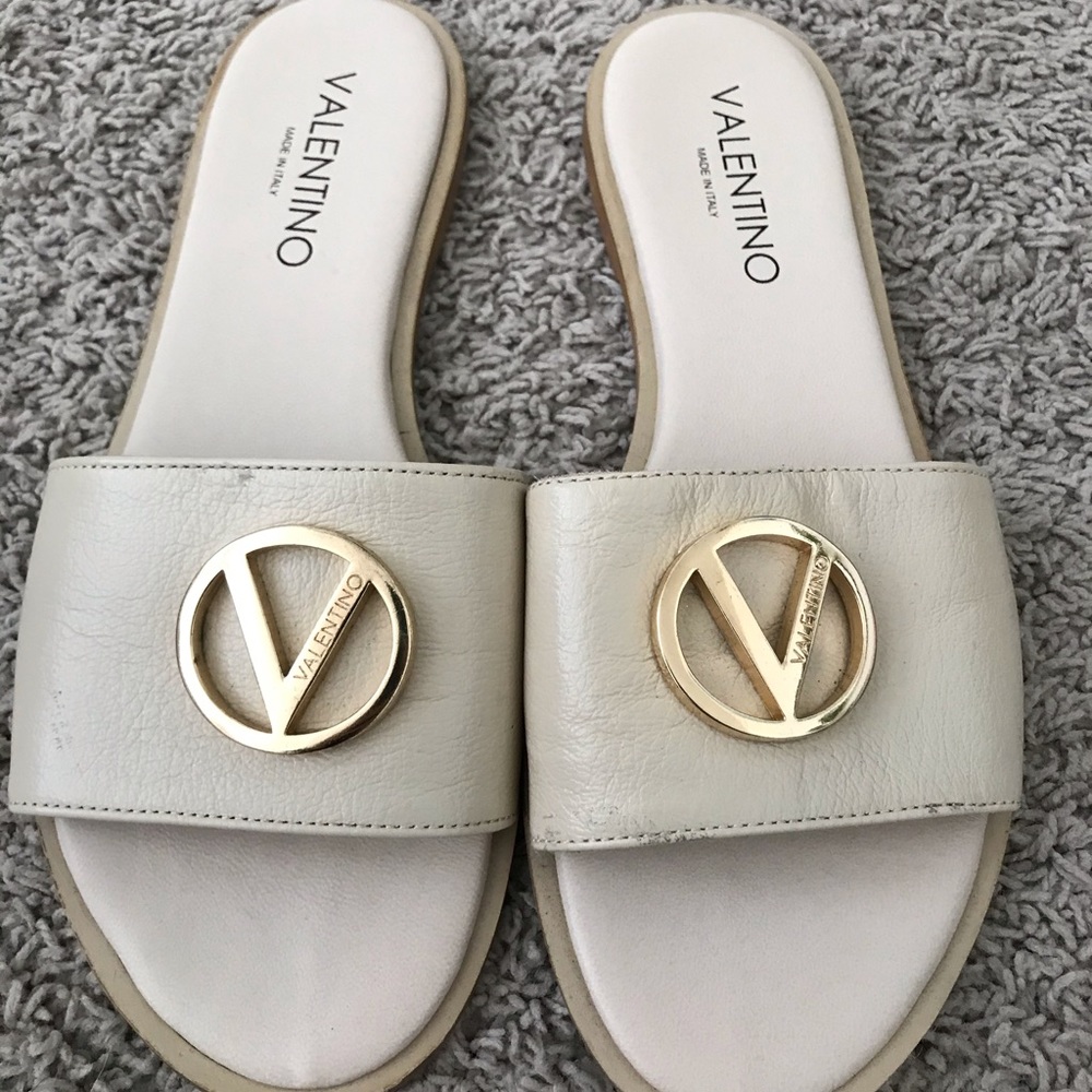 Cream Valentino slides